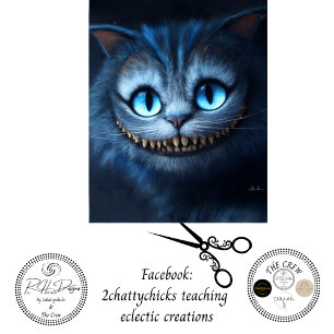 Decoupage Blue Grinning Fantasy Cat Portrait Tissue Paper