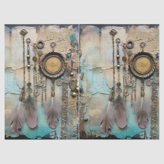 Decoupage BoHo Dreamcatcher Feathers Tissue Paper (Front)