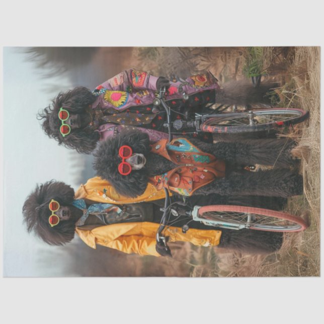 Decoupage Boho Hippie Styled Standard Poodle Tissue Paper (Front)