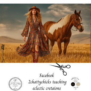 Decoupage Boho Western Cowgirl Barbara  Tissue Paper