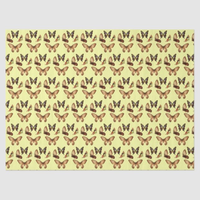 Decoupage Butterfly Yellow Custom Tissue Paper (Front)