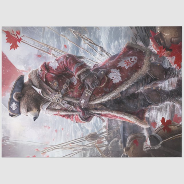 Decoupage Canadian Pirate Bear at Sea Tissue Paper (Front)