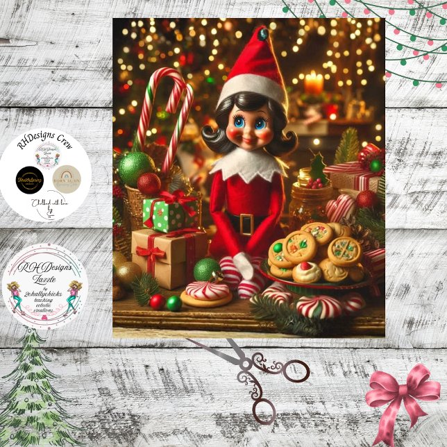 Decoupage Candy Cane Elf Sweet Lady  Tissue Paper (Creator Uploaded)