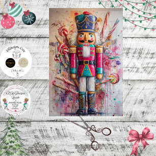 Decoupage Candy Nutcracker Ted Red Jacket Tissue Paper