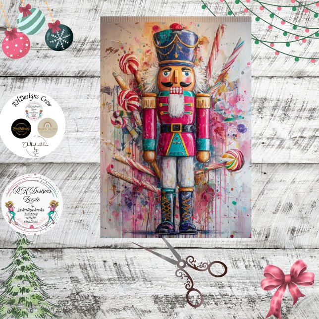 Decoupage Candy Nutcracker Ted Red Jacket  Tissue Paper (Creator Uploaded)
