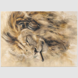 Decoupage Captivating Close UP Lions Face  Tissue Paper