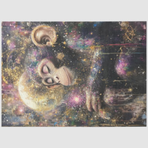 Decoupage Celestial Dreamlike Monkey Bright Colour Tissue Paper
