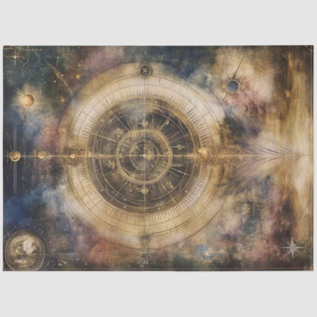 Decoupage Celestial Map Astrological Chart Tissue Paper (Front)