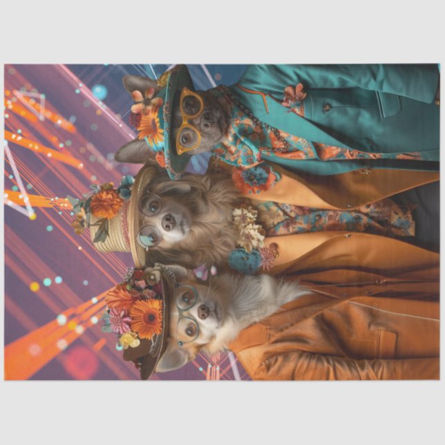 Decoupage Chihuahua, Lab & Pit Colourful Clothing  Tissue Paper (Front)