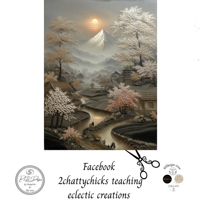 Decoupage Chinese Village Mount Fuji  Tissue Paper (Creator Uploaded)