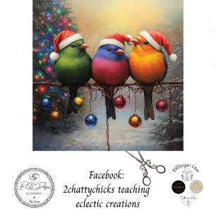 Decoupage Christmas Birds On A Wire Tissue Paper