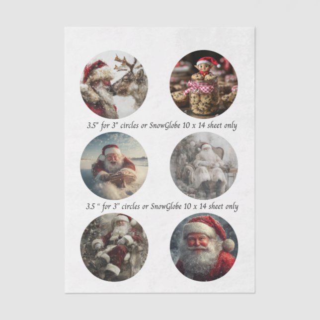 Decoupage Christmas Designs for Snow Globe 3.5" Tissue Paper (Front)
