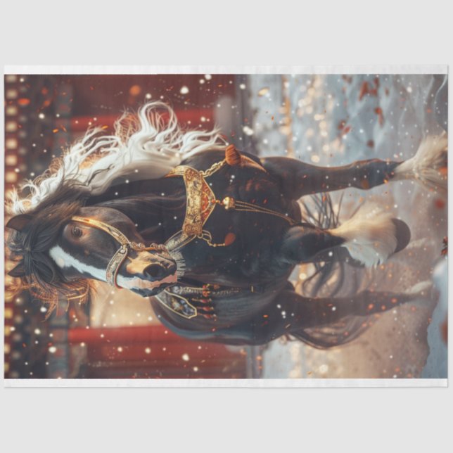 Decoupage Christmas Horse  Tissue Paper (Front)