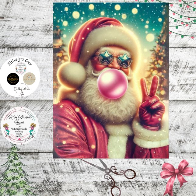 Decoupage Christmas Santa Peace Sign Bubblegum  Tissue Paper (Creator Uploaded)