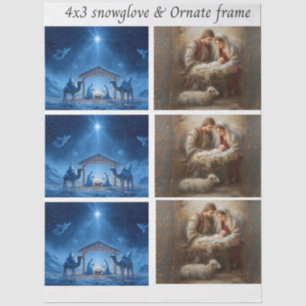 Decoupage Christmas Snow Globe & Ornate Frame  Tissue Paper