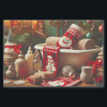 Decoupage Christmas Snowman Bathroom Tissue Paper<br><div class="desc">This bathroom created tissue paper features a retro snowman,  and bathroom decorations.  Use this tissue paper for your decoupage crafts or to wrap your bathroom gifts.  (Ai generated image)</div>