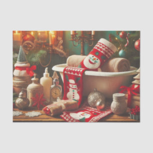 Decoupage Christmas Snowman Bathroom Tissue Paper