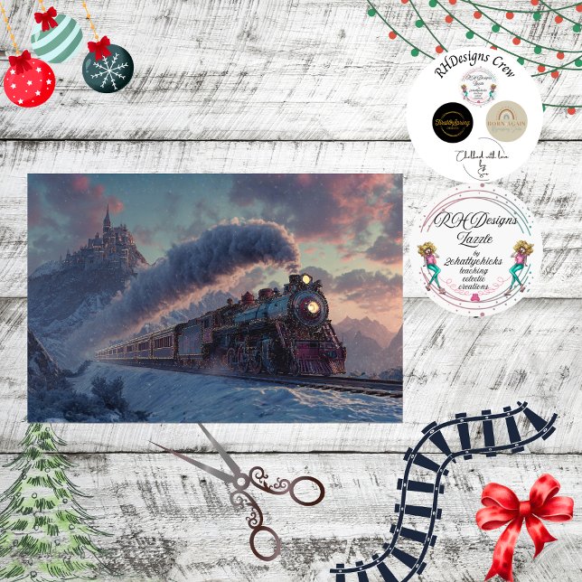 Decoupage Christmas Steam Train Ireland Mountains  Tissue Paper (Creator Uploaded)
