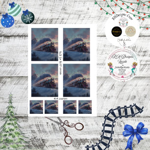 Decoupage Christmas Train Winter Scene Ireland Tissue Paper