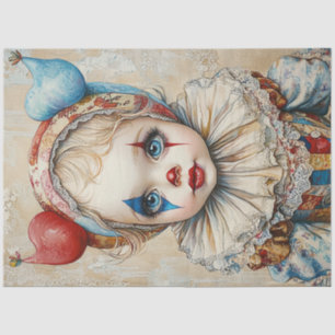 Decoupage Circus Girl Clown Jester  Tissue Paper