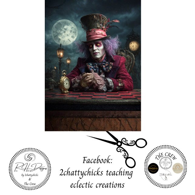 Decoupage Clockmaster Chequerboard Table Full Moon Tissue Paper (Creator Uploaded)