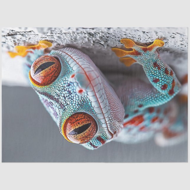 Decoupage Colourful Gecko Lizard Saying Hello Tissue Paper (Front)