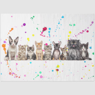 Decoupage Combination of Dogs & Cats In A Row Tissue Paper