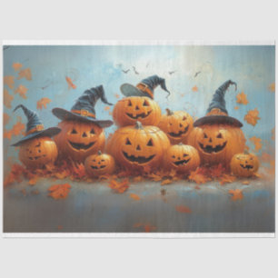 Decoupage Comical Pumpkin Family Art Tissue Paper