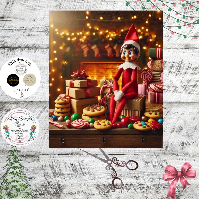 Decoupage Cookie Table Elf Holiday Mischief Tissue Paper (Creator Uploaded)