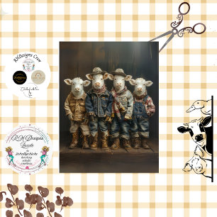 Decoupage Country Farm Family Cows Tissue Paper