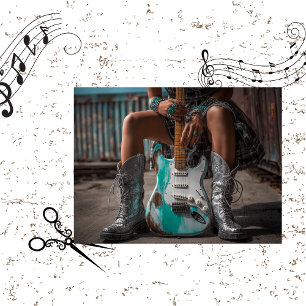 Decoupage Country Girl Turquoise Guitar Strings Tissue Paper