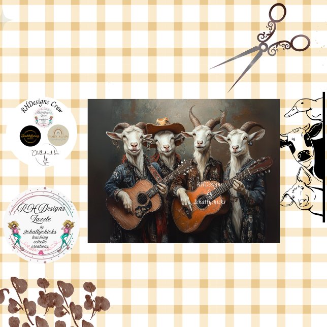Decoupage Country Music Farming Goats Tissue Paper (Creator Uploaded)