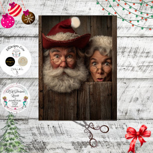 Decoupage Country Santa & Mrs. Claus Peeking  Tissue Paper