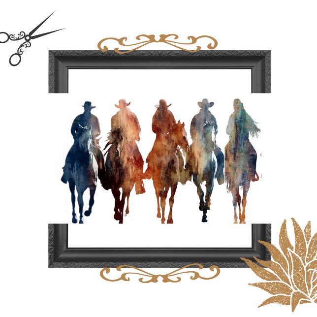 Decoupage Cowboy Silhouette Riders  Tissue Paper (Creator Uploaded)
