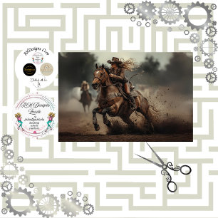 Decoupage Cowgirl Rodeo Rider  Tissue Paper