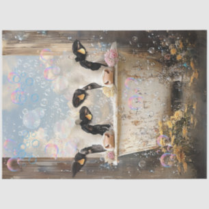 Decoupage Cows Bubble Bath Antique Bath Tub Tissue Paper