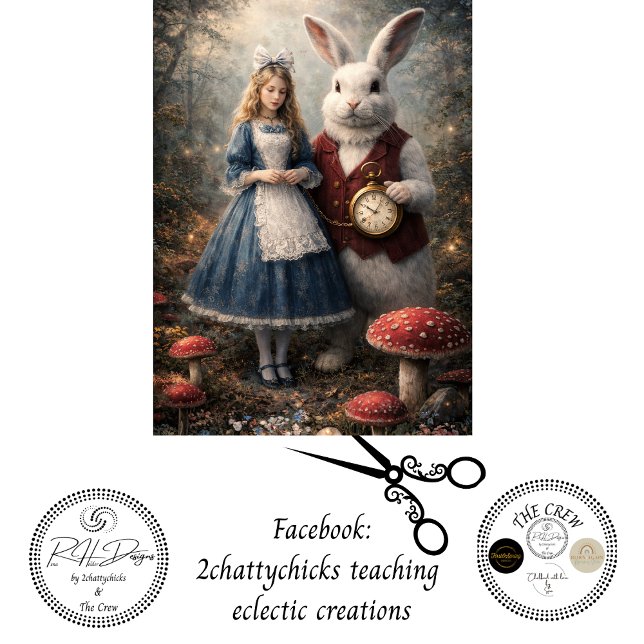  Decoupage Curious Girl White Rabbit Pocket Watch  Tissue Paper (Creator Uploaded)