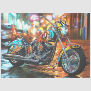 Decoupage Custom Detailed Paint Job Motorcyclist Tissue Paper