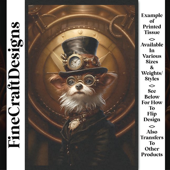 Decoupage Cute Steampunk Dog Hat Goggles Left 110 Tissue Paper (Creator Uploaded)