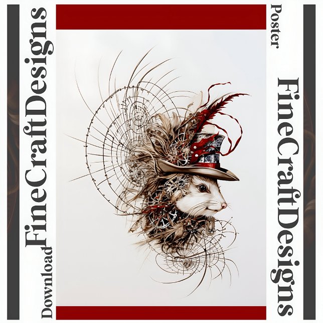 Decoupage Cute Steampunk White Mouse In Hat R 137 Tissue Paper (Creator Uploaded)