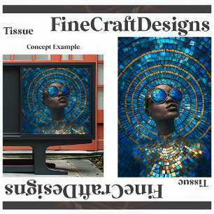 Decoupage Dark Skin Bald Woman Faux Mosaic 061 Tissue Paper