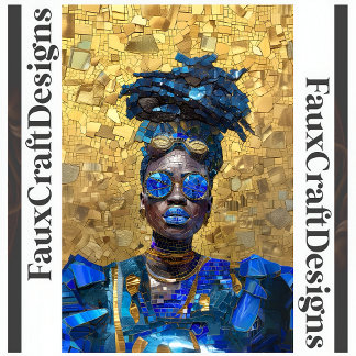 Decoupage Dark Skin Blue Lip Woman Faux Mosaic 064 Tissue Paper