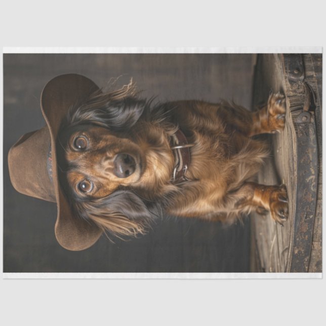 Decoupage Dashaud the Cowboy Canine  Tissue Paper (Front)