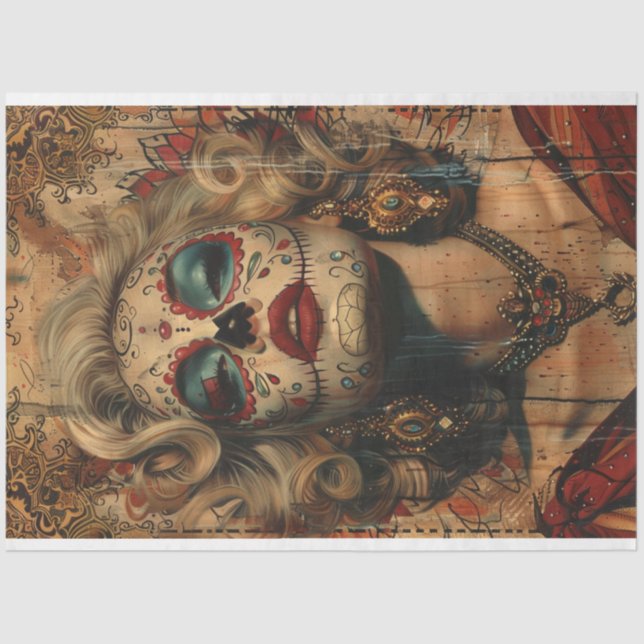 Decoupage Day of Dead Celebration Isabella  Tissue Paper (Front)