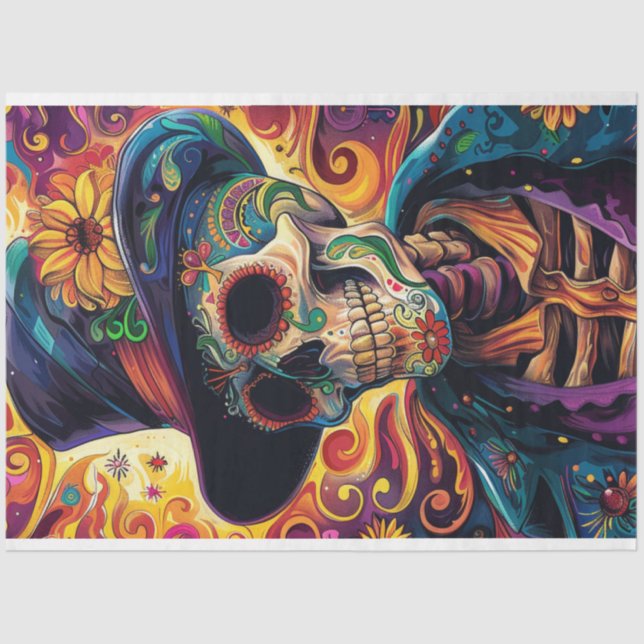 Decoupage Day of Dead Celebration Mexico  Tissue Paper (Front)