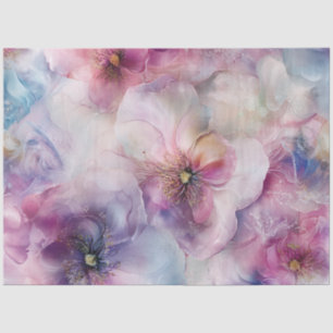 Decoupage Delicate Purple Pink Blue White Flowers Tissue Paper