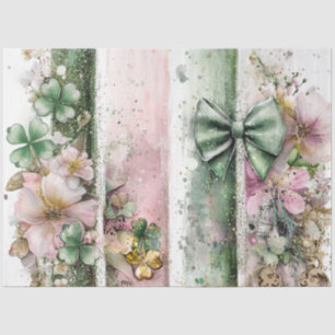 Decoupage Digital Collage Irish Clover  Tissue Paper