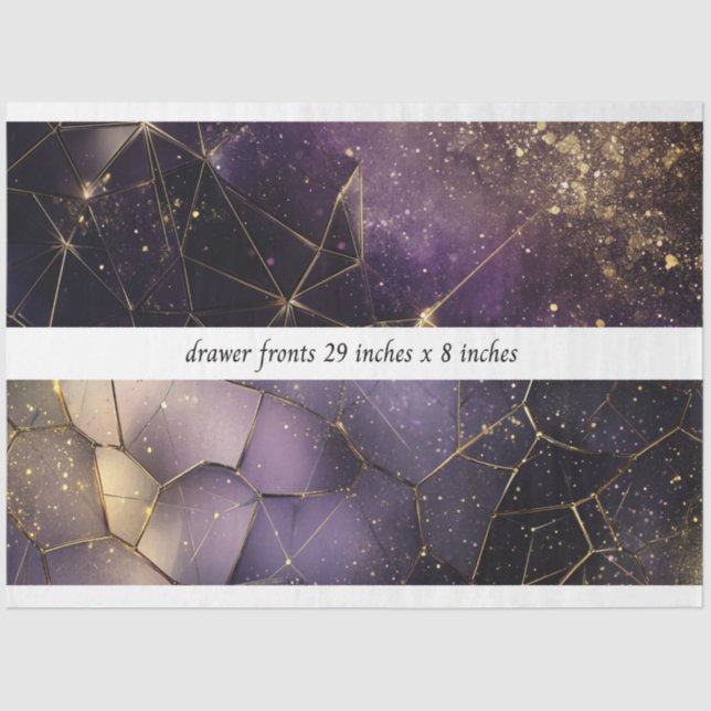 Decoupage Drawer Fronts 29x8 Geometric Cosmic  Tissue Paper (Front)