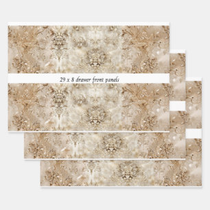 Decoupage Drawer Panel Motif Beige Design  Wrapping Paper Sheet