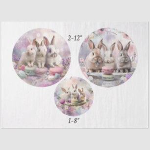 Decoupage Easter Bunnies Macaroon 12" Rounds Tissue Paper